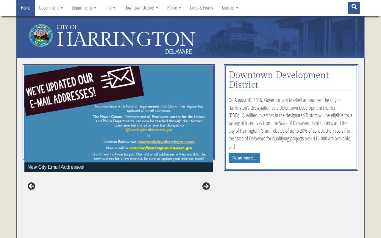 City of Harrington official website for Harrington death records and public records
