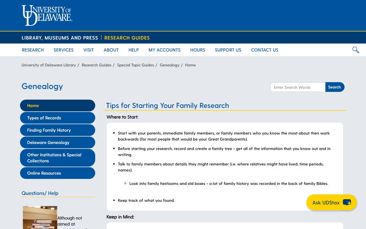 University of Delaware Library Genealogy Research Guide for Newark death records